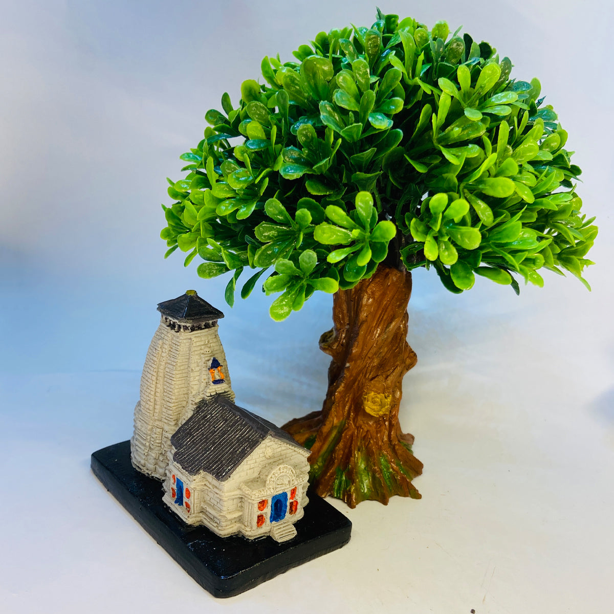Beautiful mini kedarnath temple under the tree. 3D temple for home decoration