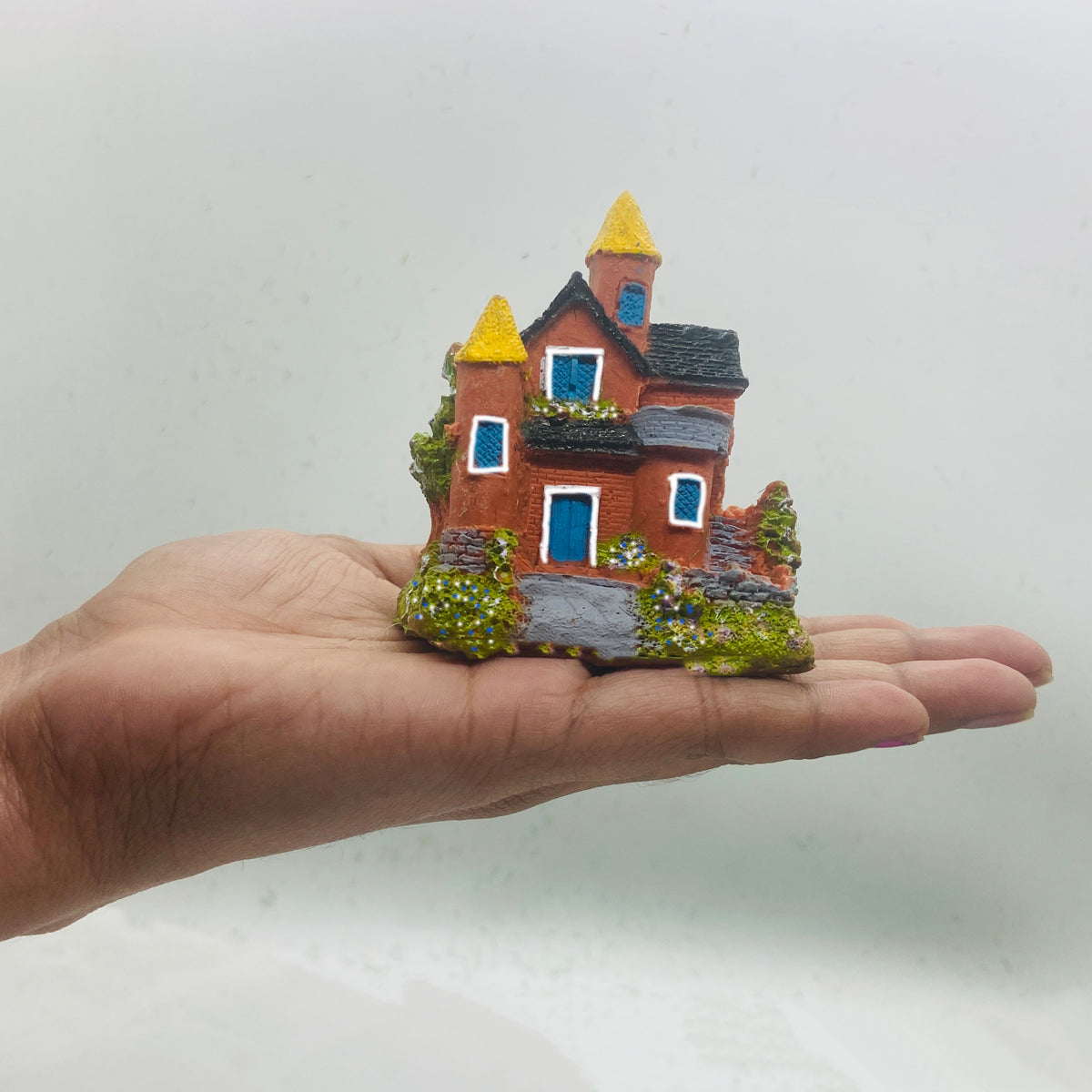 RAKAKART-- miniature HOUSE, TINY RABBITS //decorative showpiece,