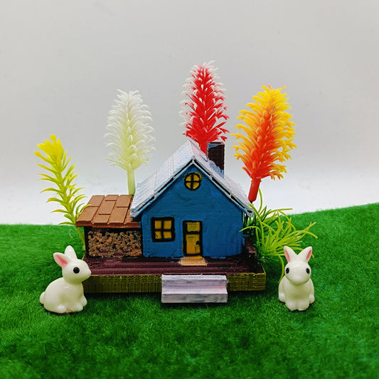 RAKAKART-- miniature decorative showpiece TINY FARM HOUSE-RABBITS