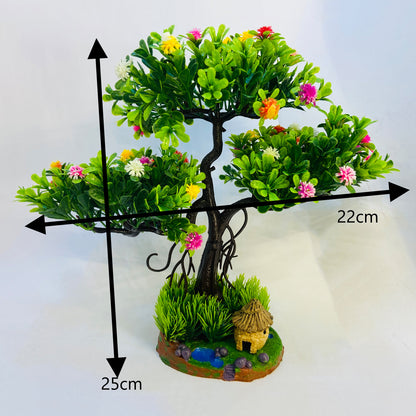 Rakakart-Bonsai Wild Artificial Plant with pond pot & house