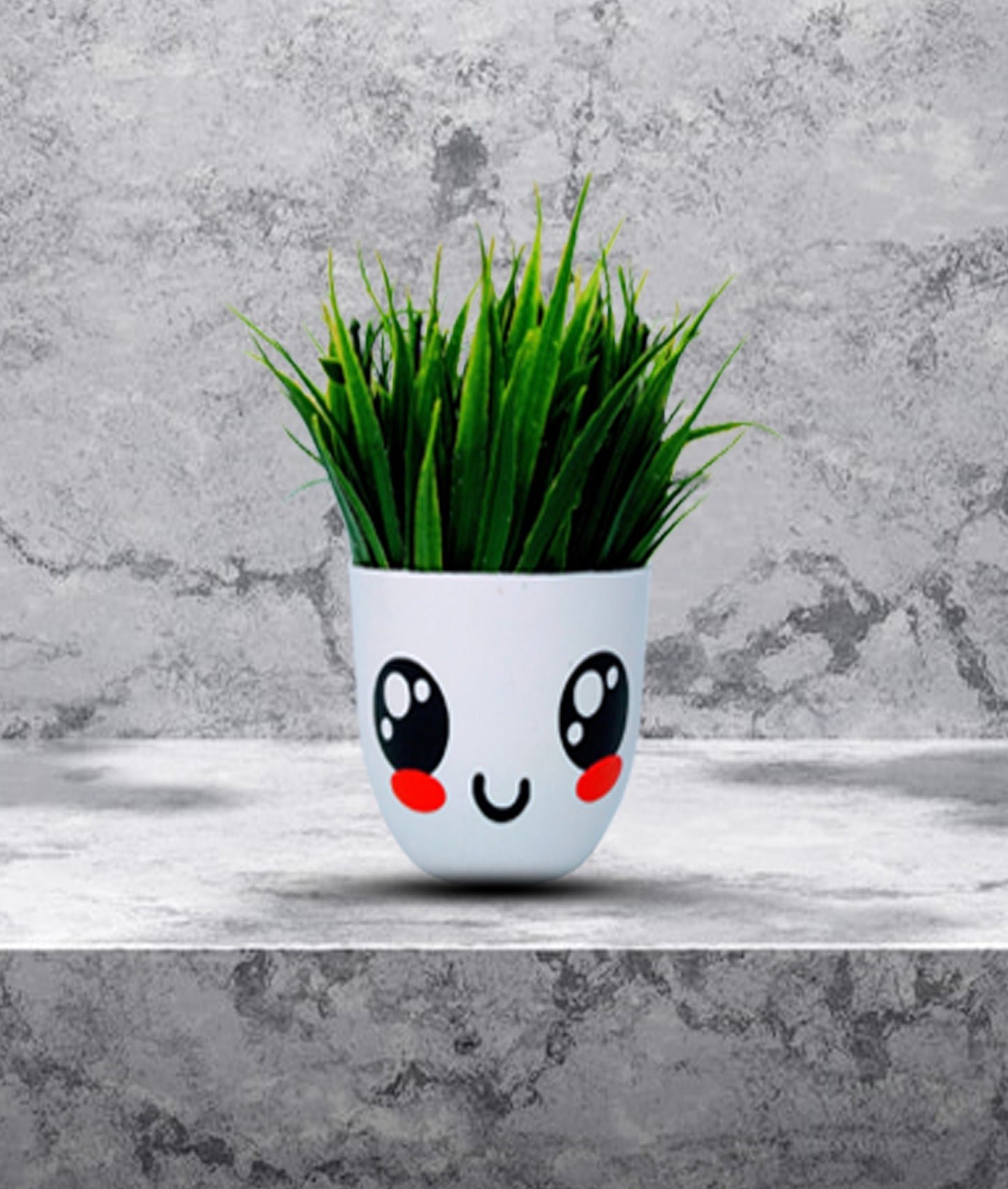 Rakakart- Artificial Plants with Cute Face,set of 4 emoji pots