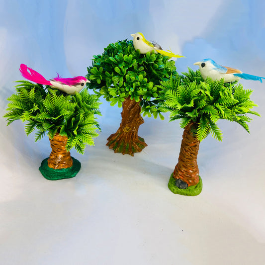 Beautiful green trees with mini birds . 3D models for crafts ,project making , home decor