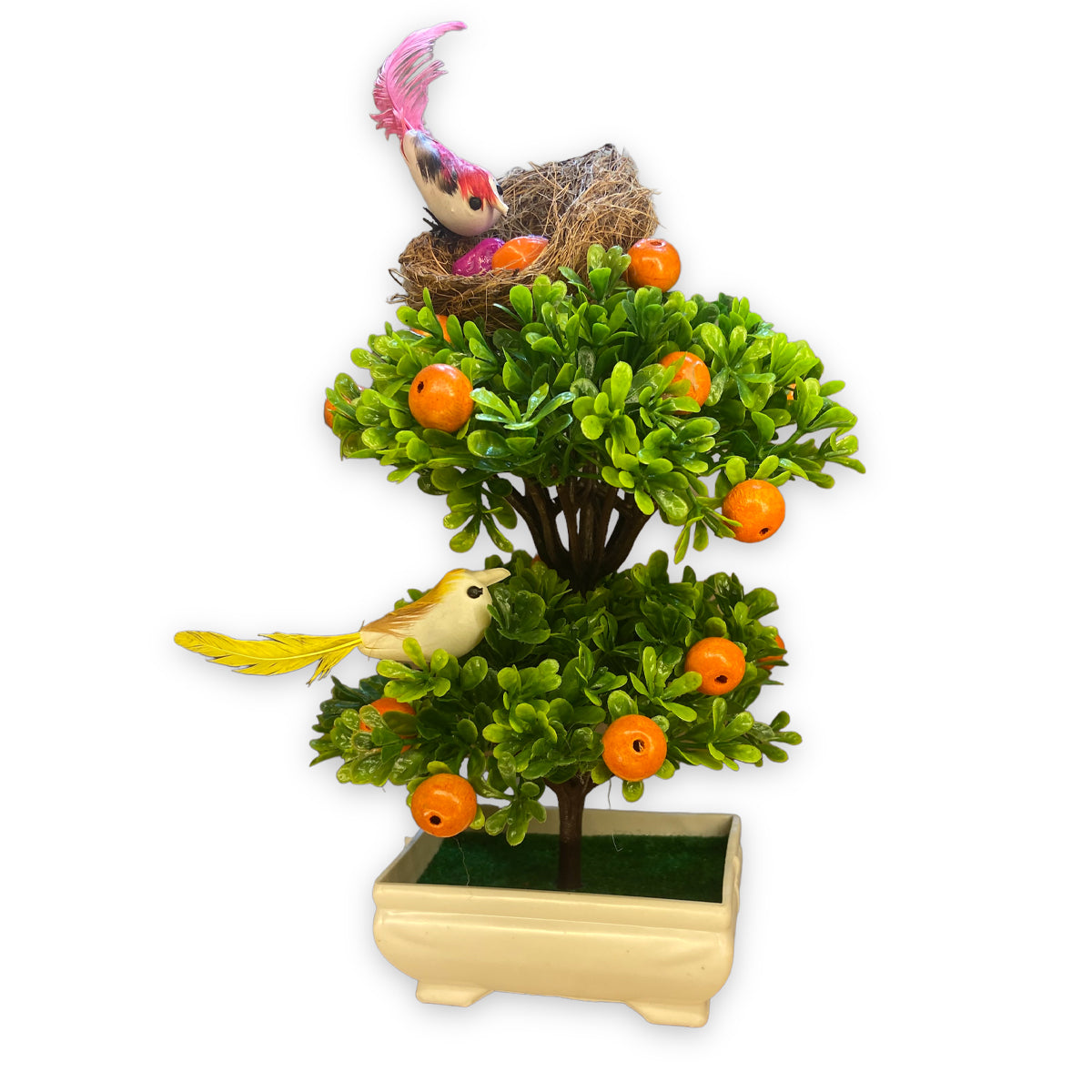 Rakakart- bonsai artificial plant with mini birds & nest for home decor