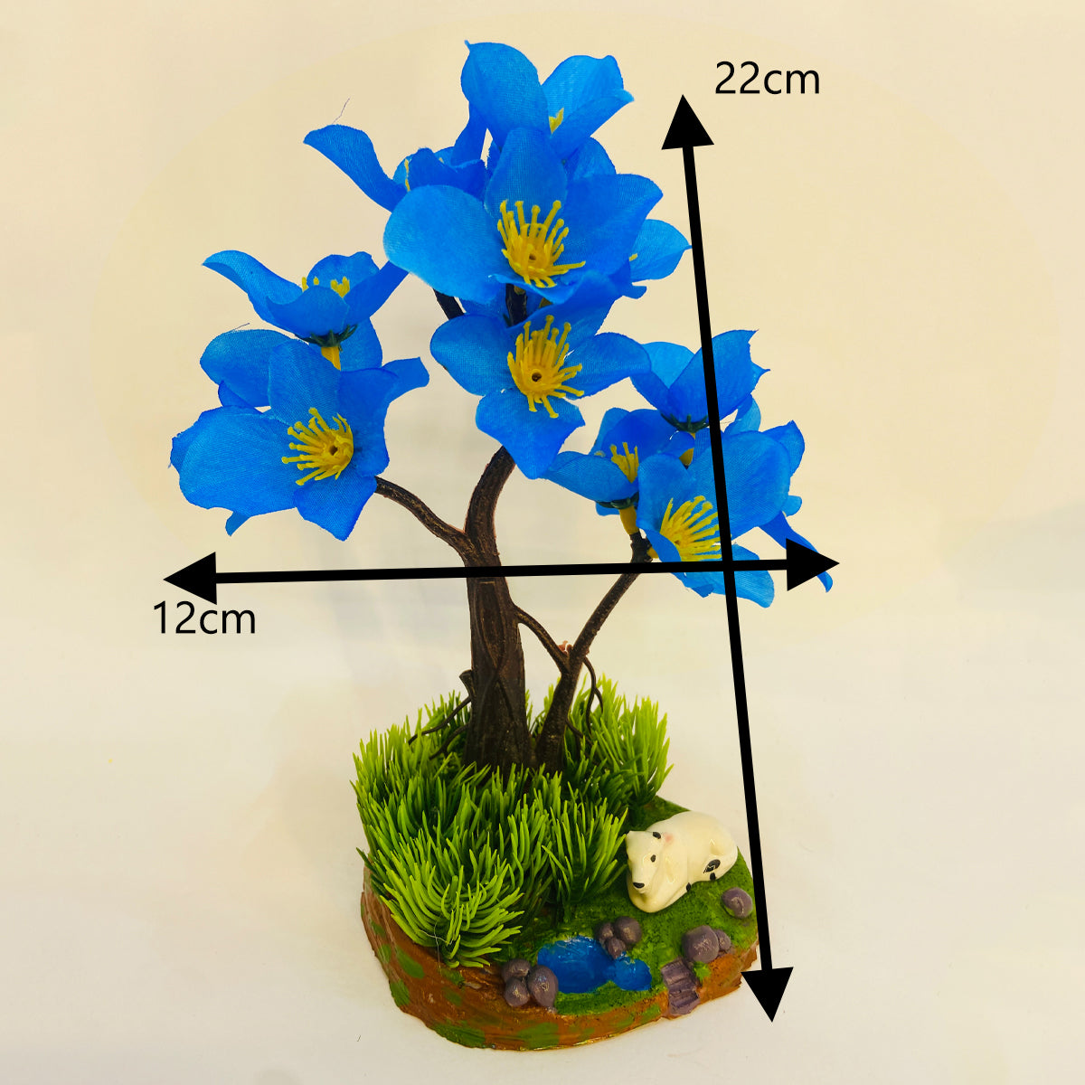 Rakakart-Bonsai Wild Artificial Plant with pond pot & small cow