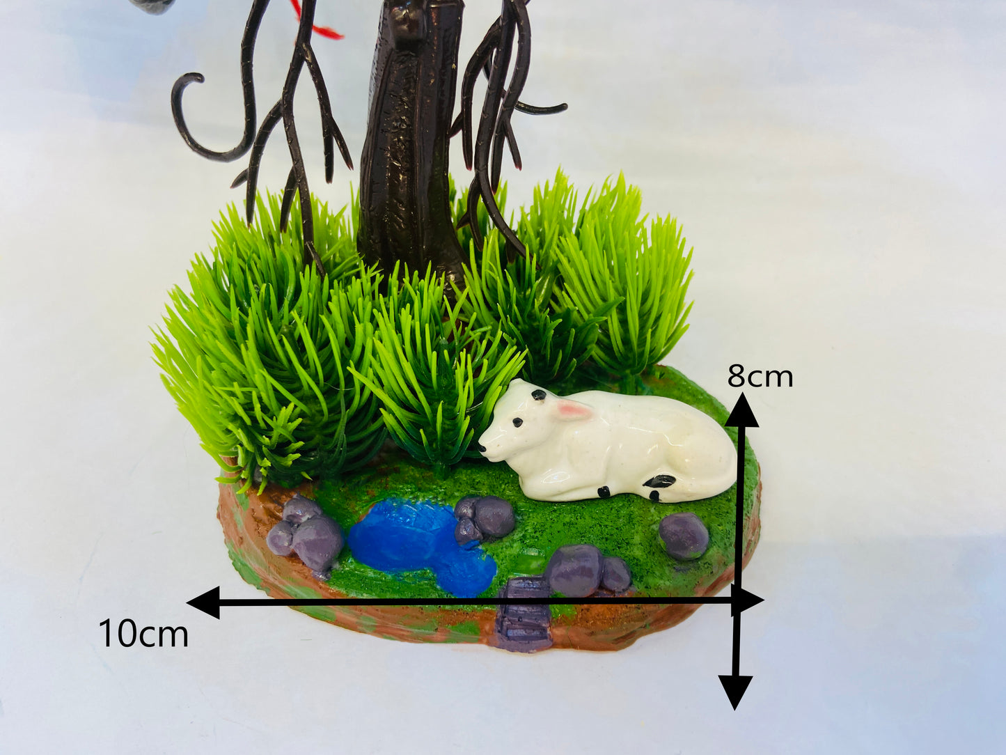 Rakakart-Bonsai Wild Artificial Plant with pond pot & small cow