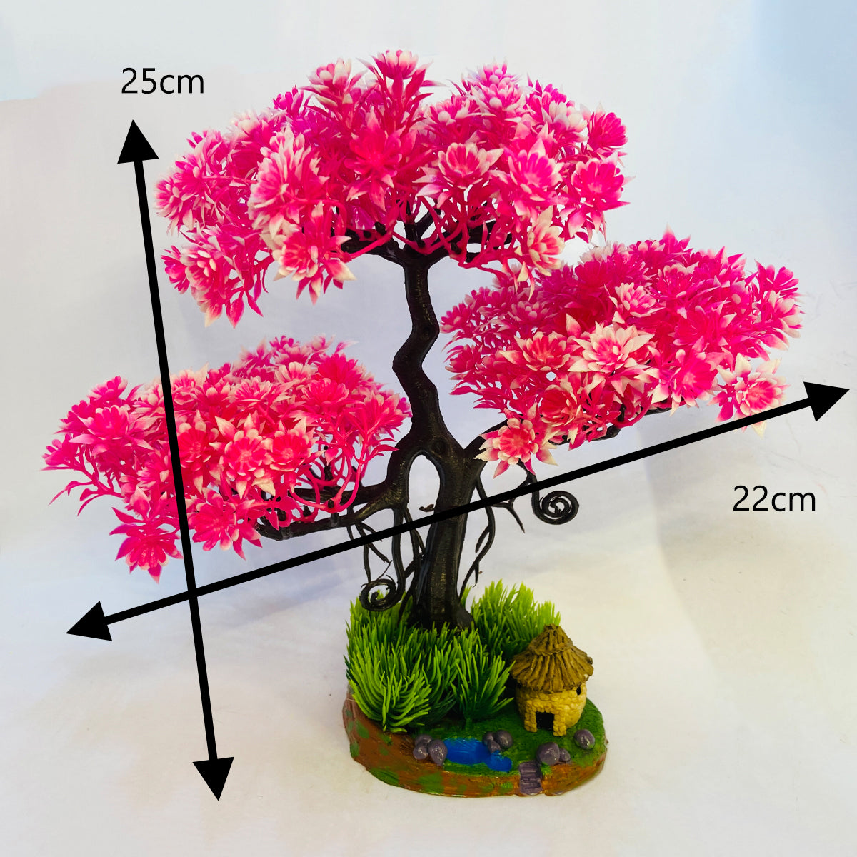 Rakakart-Bonsai Wild Artificial Plant with pond pot & house