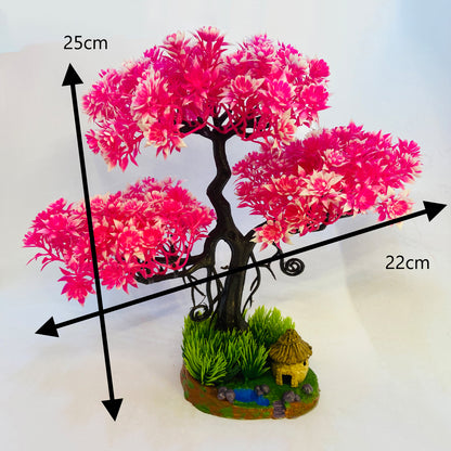 Rakakart-Bonsai Wild Artificial Plant with pond pot & house