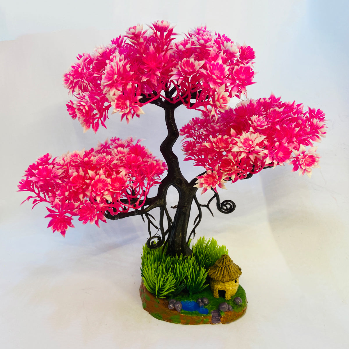 Rakakart-Bonsai Wild Artificial Plant with pond pot & house