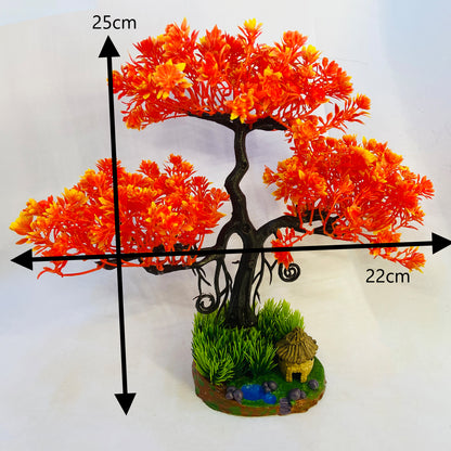 Rakakart-Bonsai Wild Artificial Plant with pond pot & house